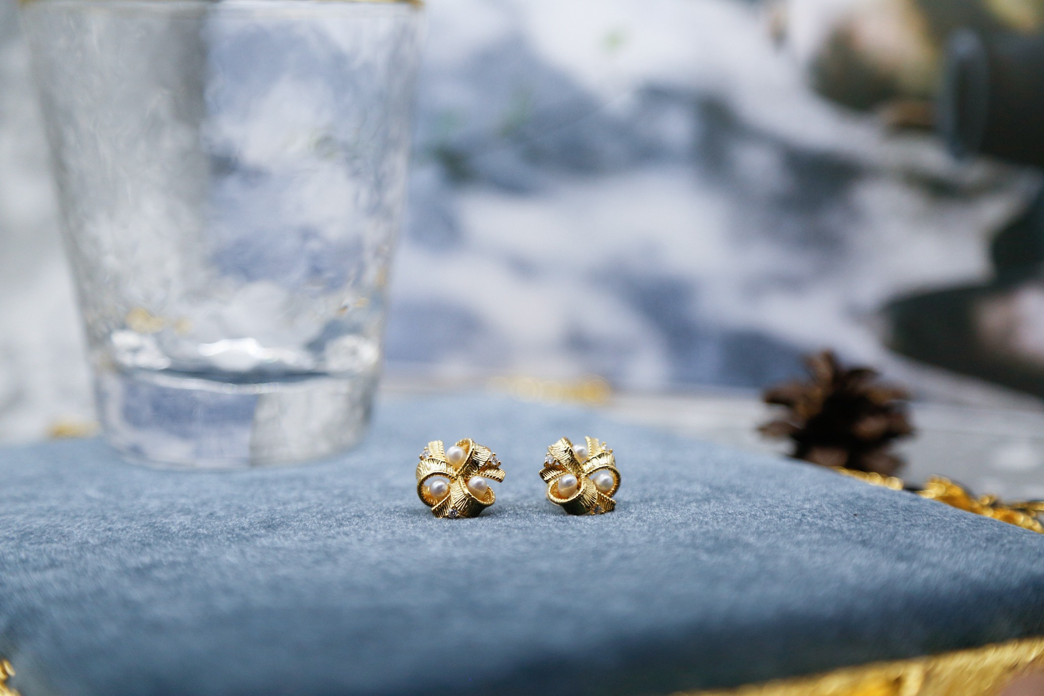 KEETEEN Sterling Silver Freshwater Pearl Earrings Studs With Zirconia - AAA Quality Gift For Women