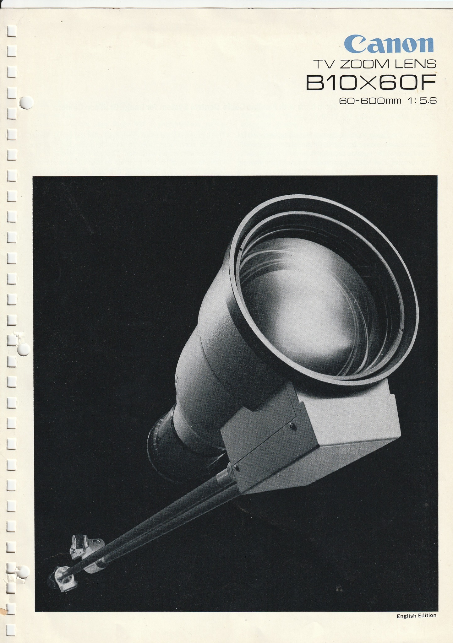 Canon TV Zoom Lens B10 x 60F, a 60-600mm f5.6 lens from 1969