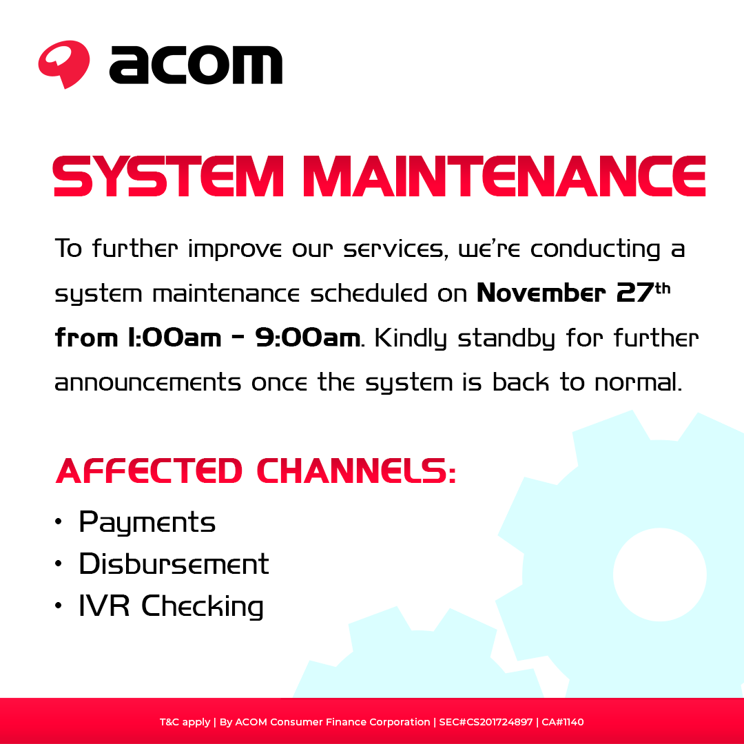 ACOM - 𝗦𝗬𝗦𝗧𝗘𝗠 𝗠𝗔𝗜𝗡𝗧𝗘𝗡𝗔𝗡𝗖𝗘 - To further improve our services, we’re ...