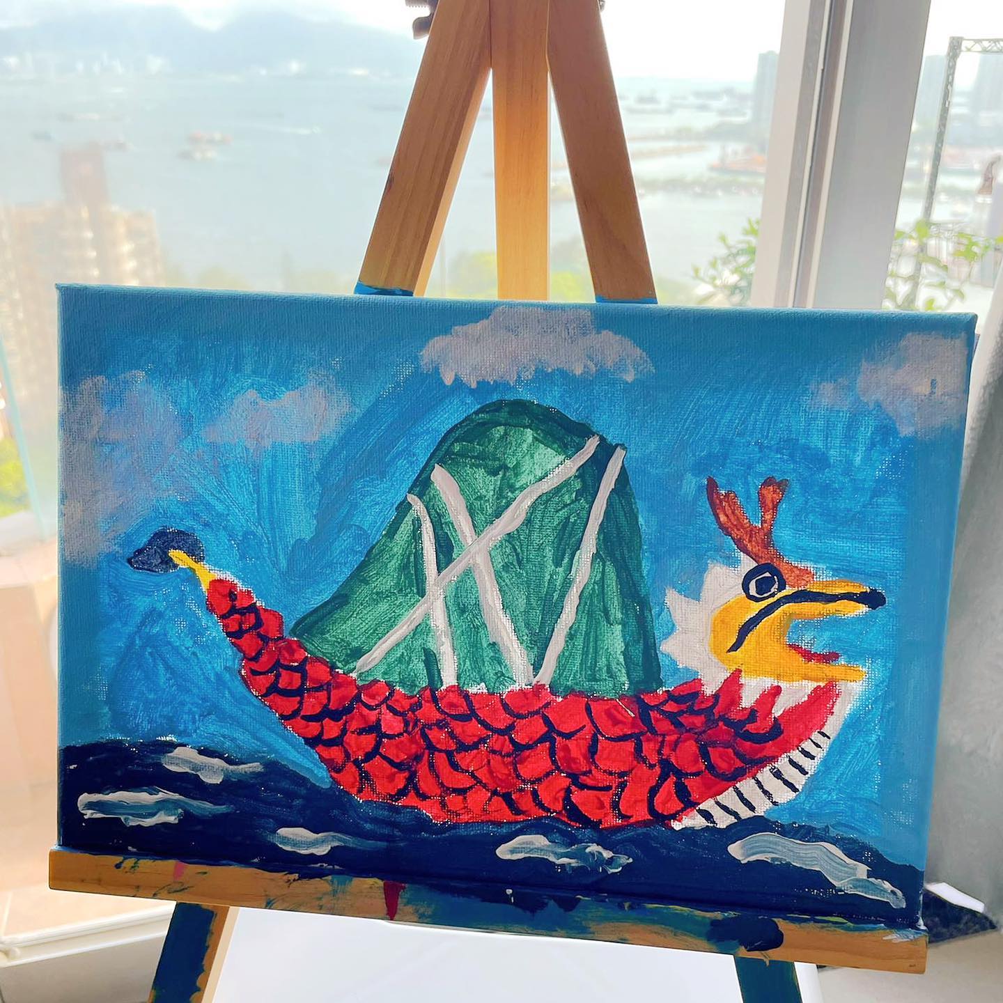 Freeart.corner - Student drawing 學生塑膠彩作品 - 龍舟...
