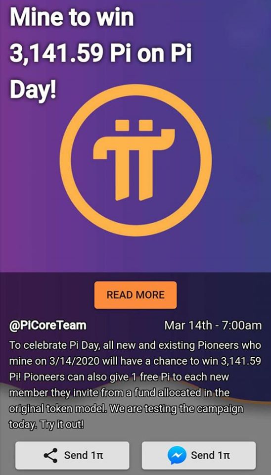 #來自社團分享 2020/3/14 ，Pi日快樂，歡迎Pi來到第二階段 !!... - Pi Network π幣台灣區
