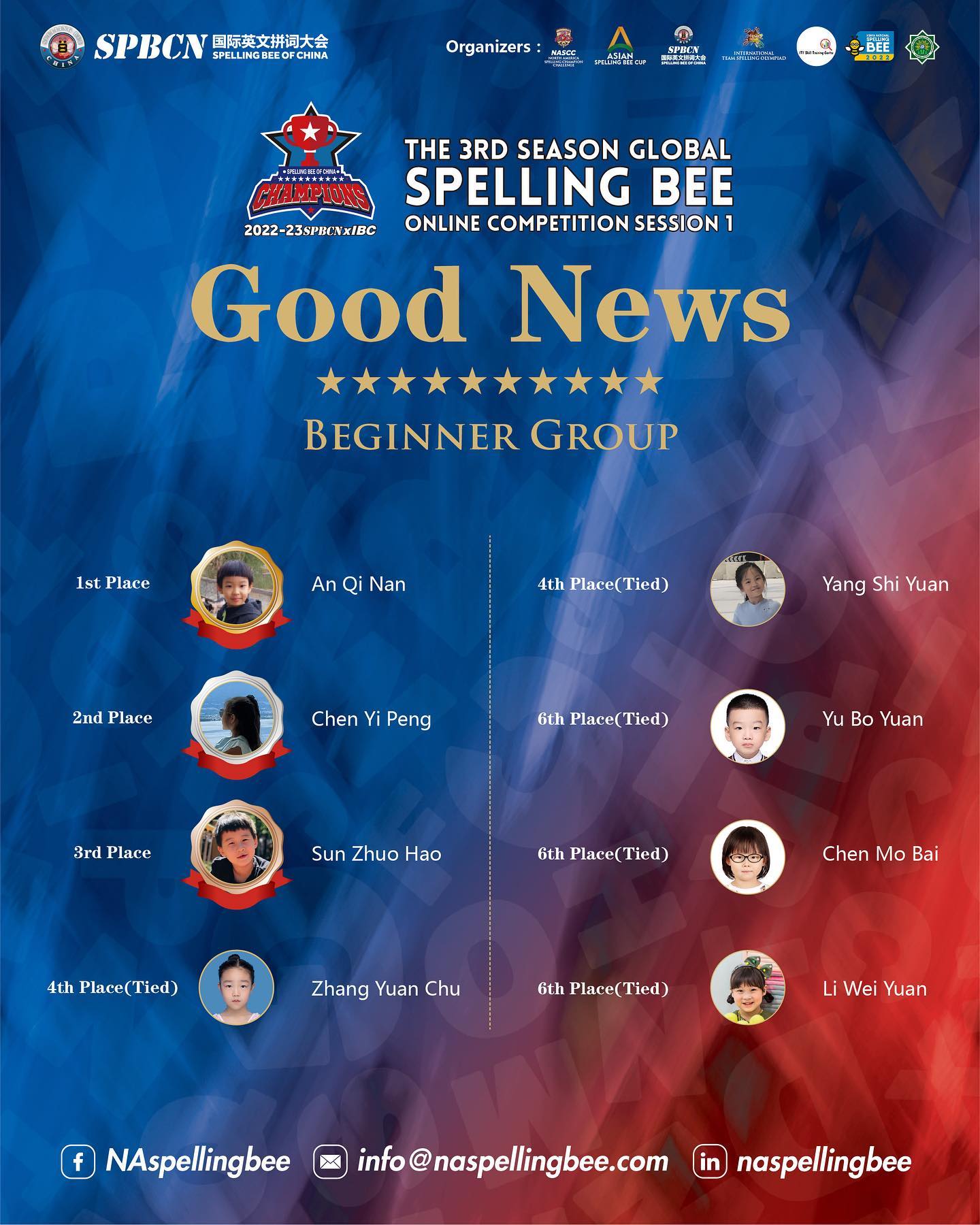 Congratulations to the top 10... - Spelling Bee Of China | Facebook