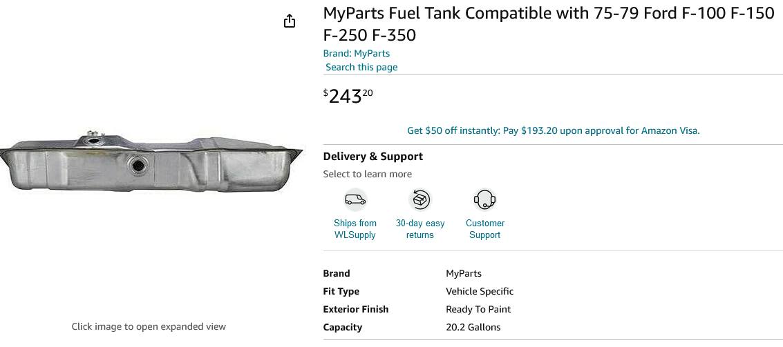1969 1978 Ford F150 thru F350 Gas Tank New Car Engines & Engine