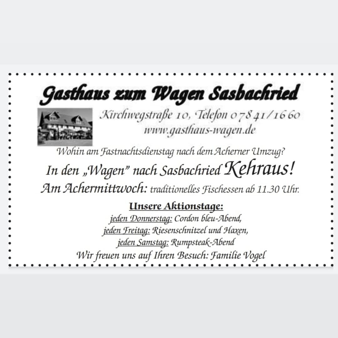 Gasthaus Wagen Accueil Sasbachried Baden Wurttemberg Germany