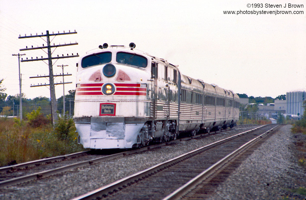 Chicago Burlington and Quincy EMD E5 9911A with Nebraska Zephyr in