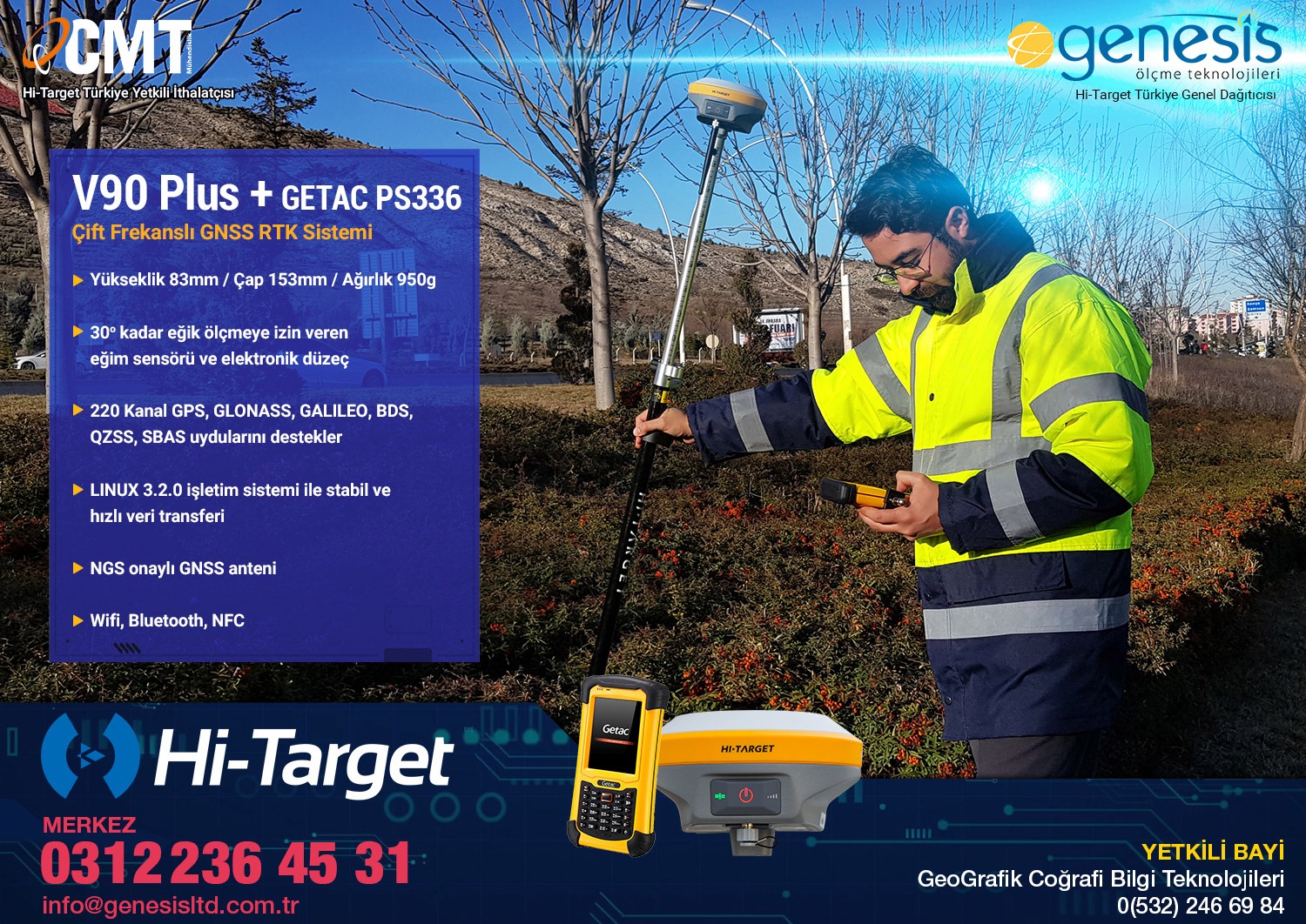 Genesis Ltd. - V90 Plus + Getac PS336 Çift Frekanslı GNSS RTK Sistemi ...