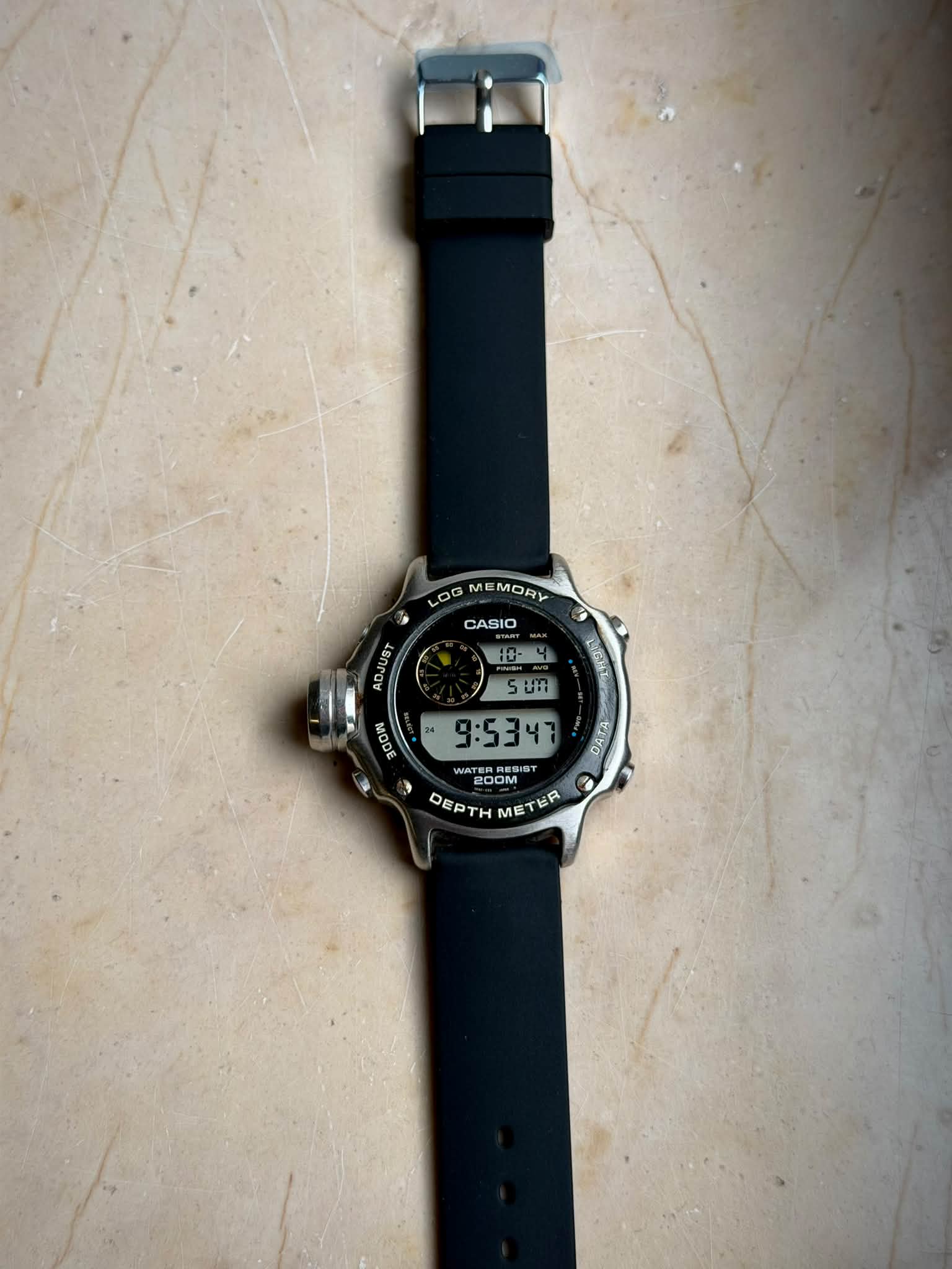 What does the Casio watch with depth meter do?