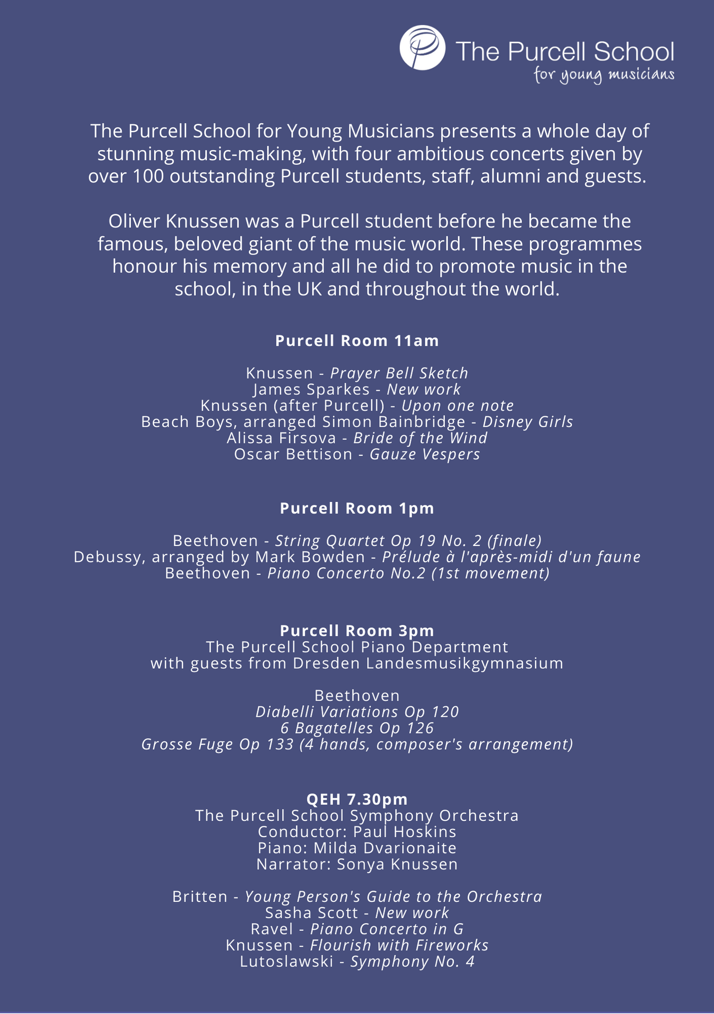 The Purcell School Southbankcentre Co Uk Whats On Purcell School Celebrates Oliver Knussen Facebook