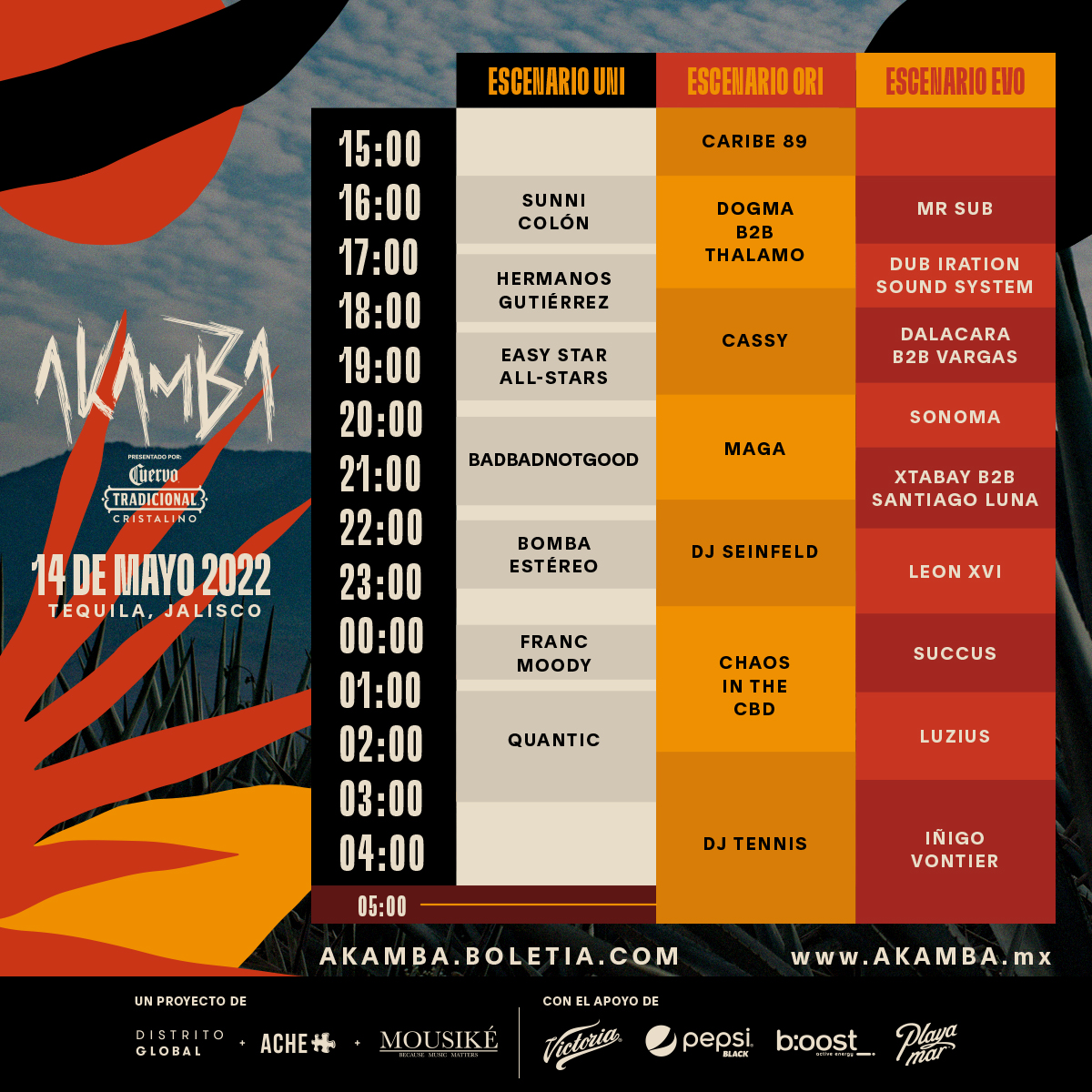 Akamba - ¡Estos son los horarios por escenario de Akamba...
