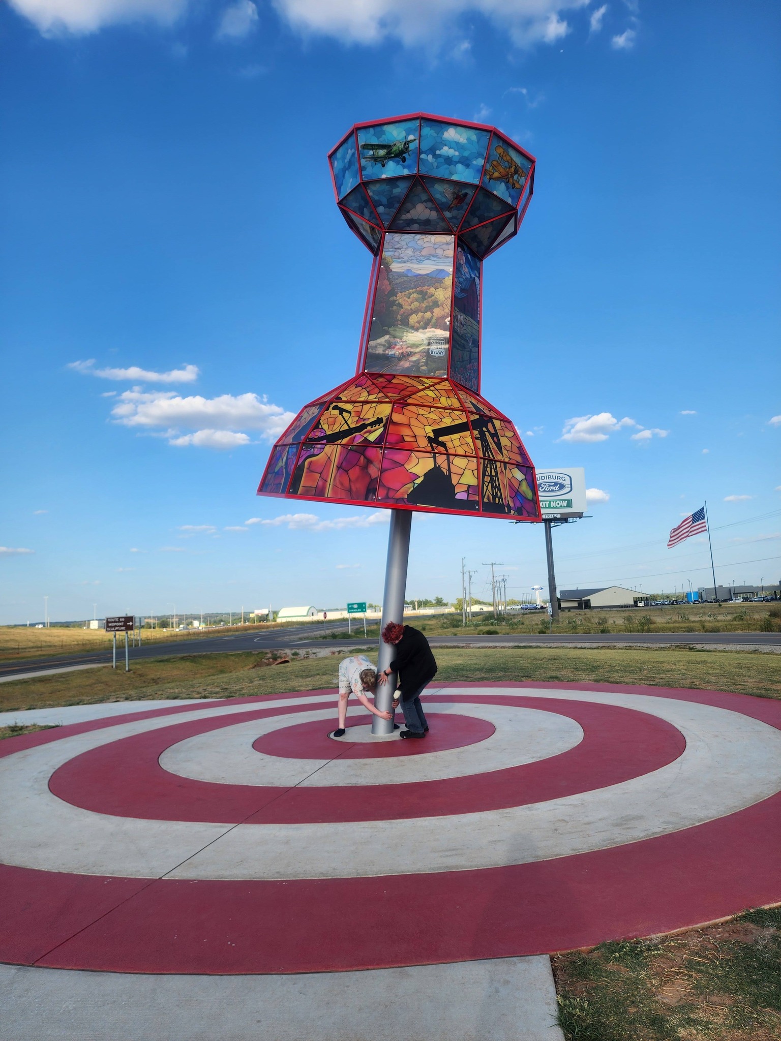 The kids had fun with this one! Route 66 Oklahoma Midpoint Sculpture