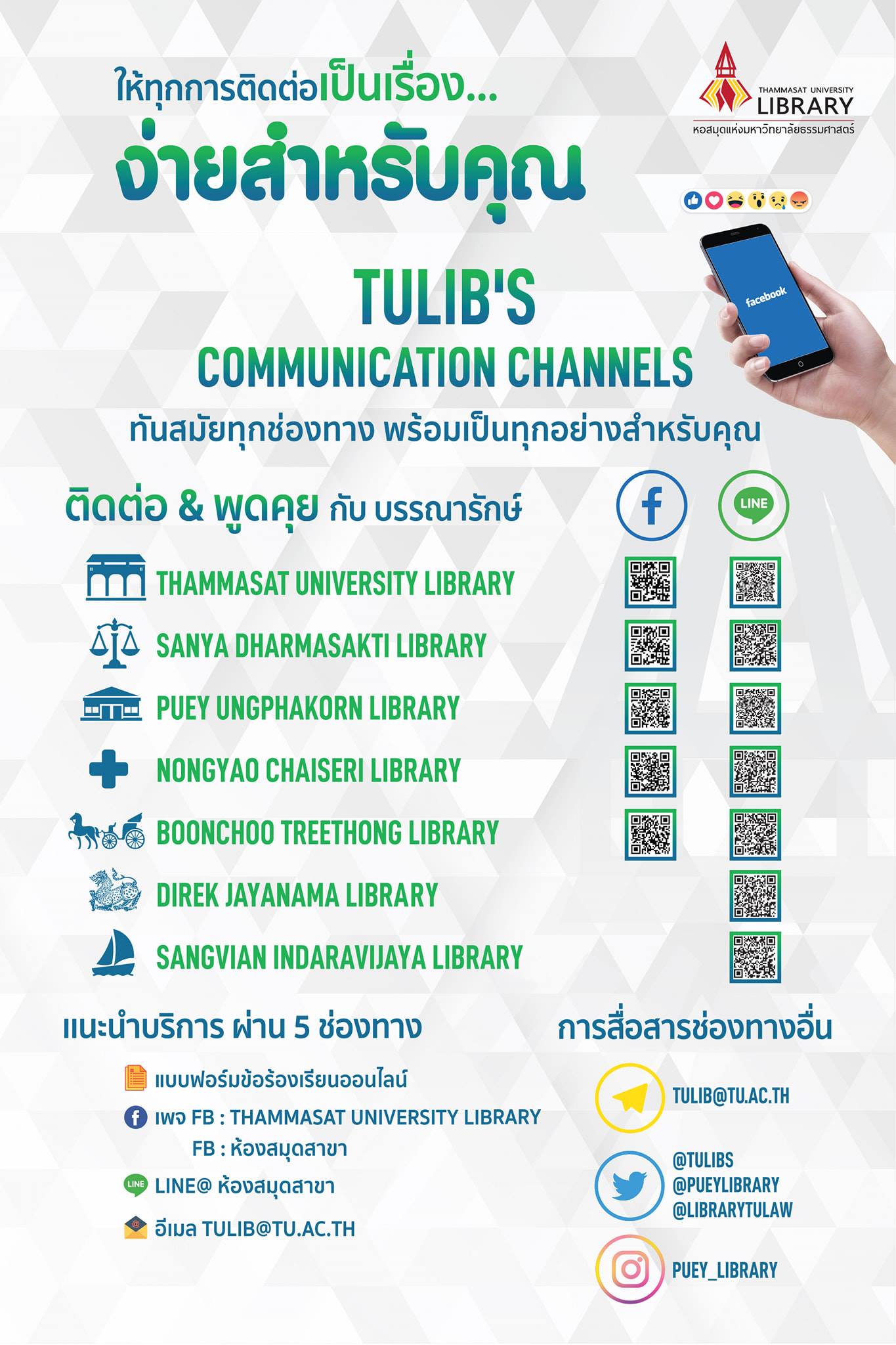ให้ทุกการติดต่อกับเรา... - Thammasat University Library