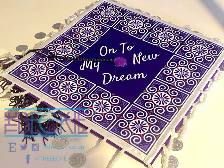 THEBECKIE - Hmong Inspired Grad. Cap Topper with Hmong Coins