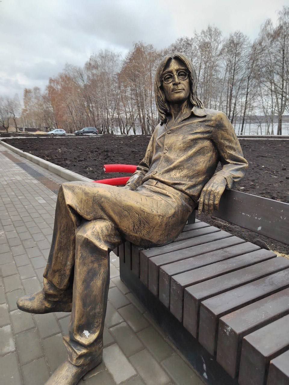 A sculpture of John Lennon, erected last week in Voronezh, Russia