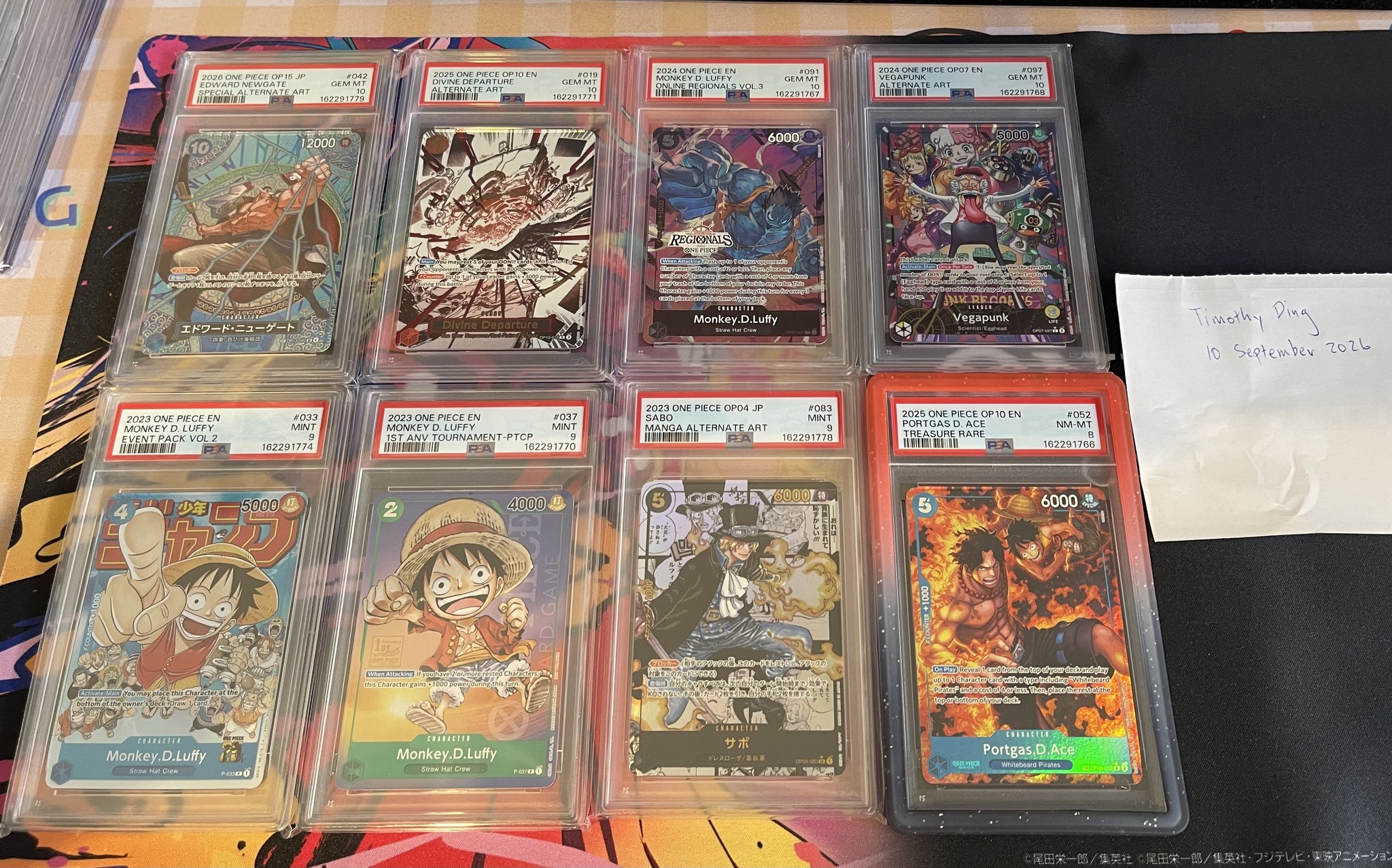 TR PSA8 Ace: $200 PSA 9 Sabo Manga JP: $1000 PSA 9 Monkey D Luffy