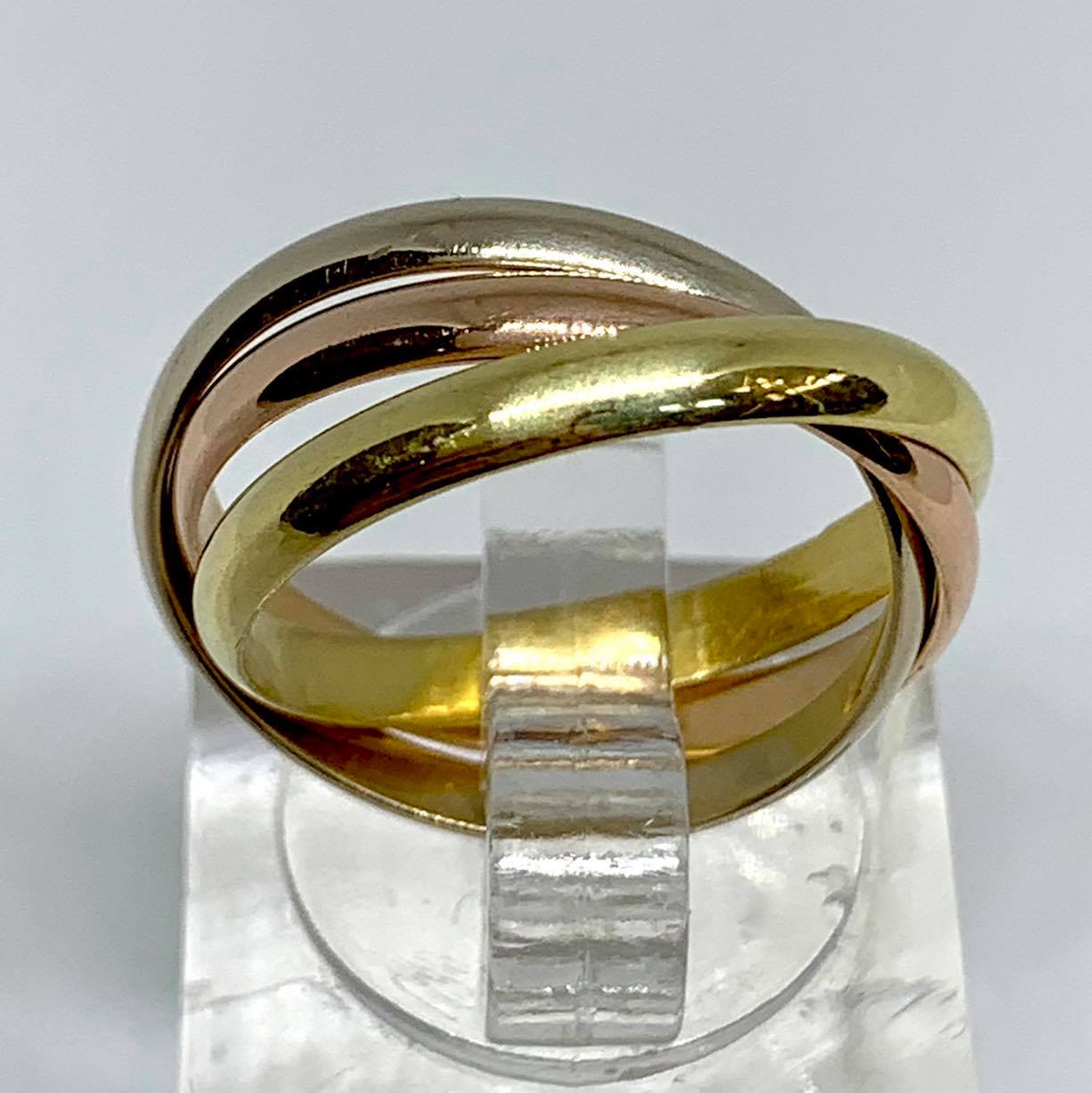Anello nuziale Trinity tricolore in oro 14 carati, misura 7,75 - Italia