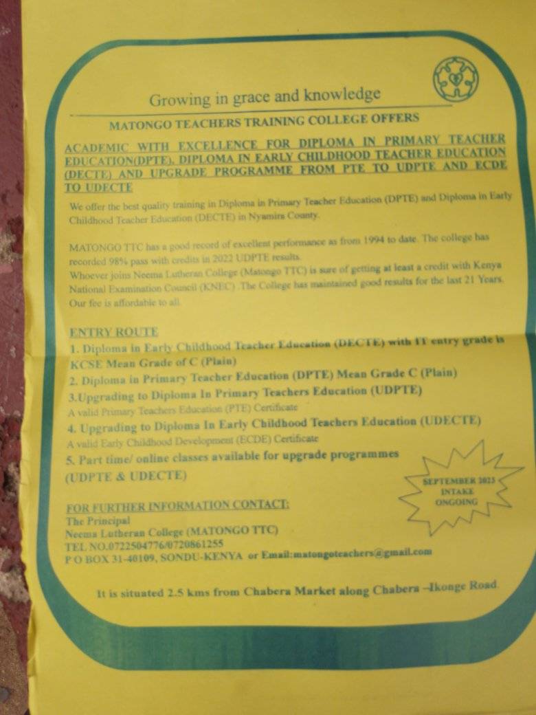 Neema Lutheran College - Matongo Teachers Training College