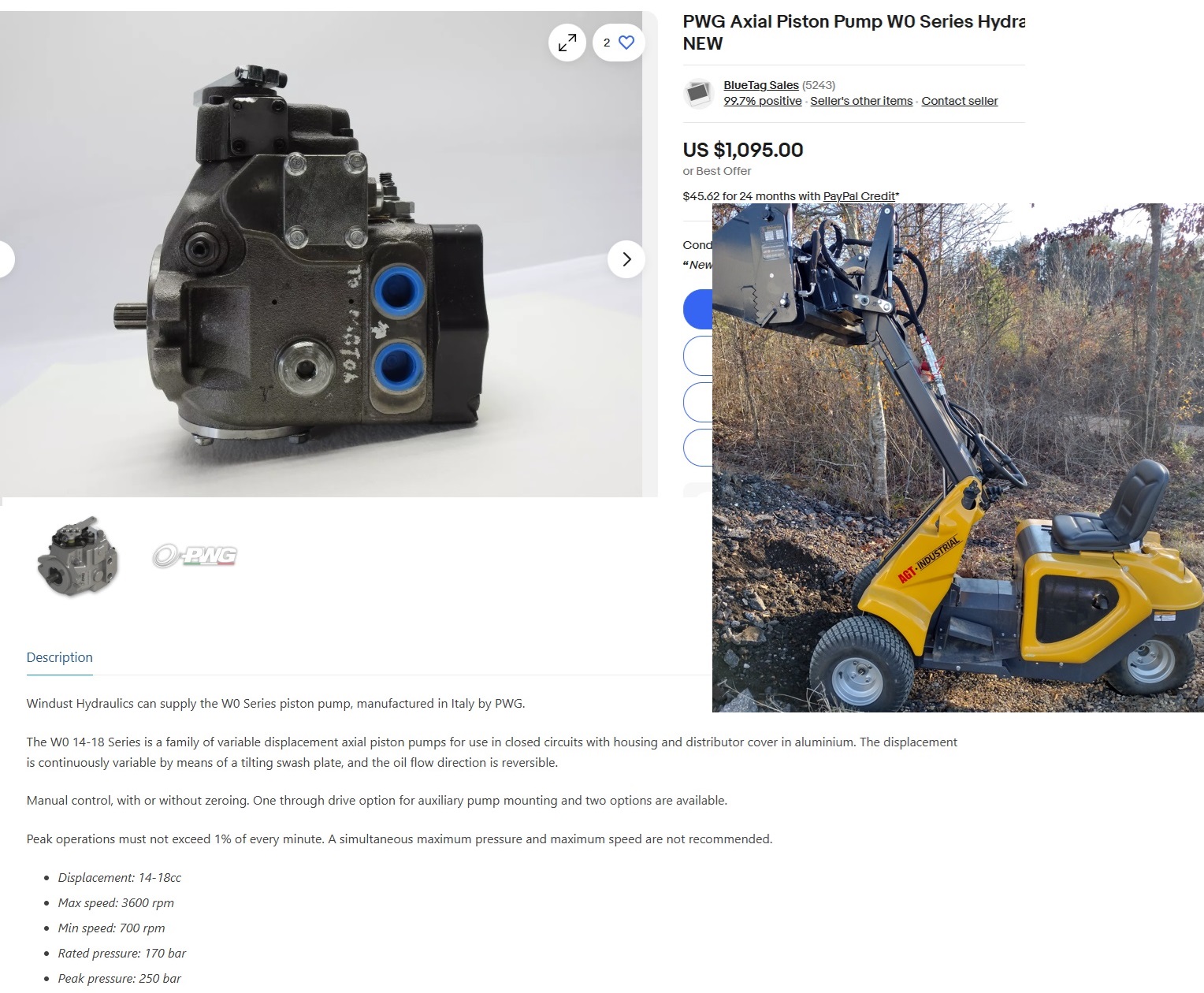 3 Wheeled Mini Excavator Italian Axial Piston Pump Upgrade