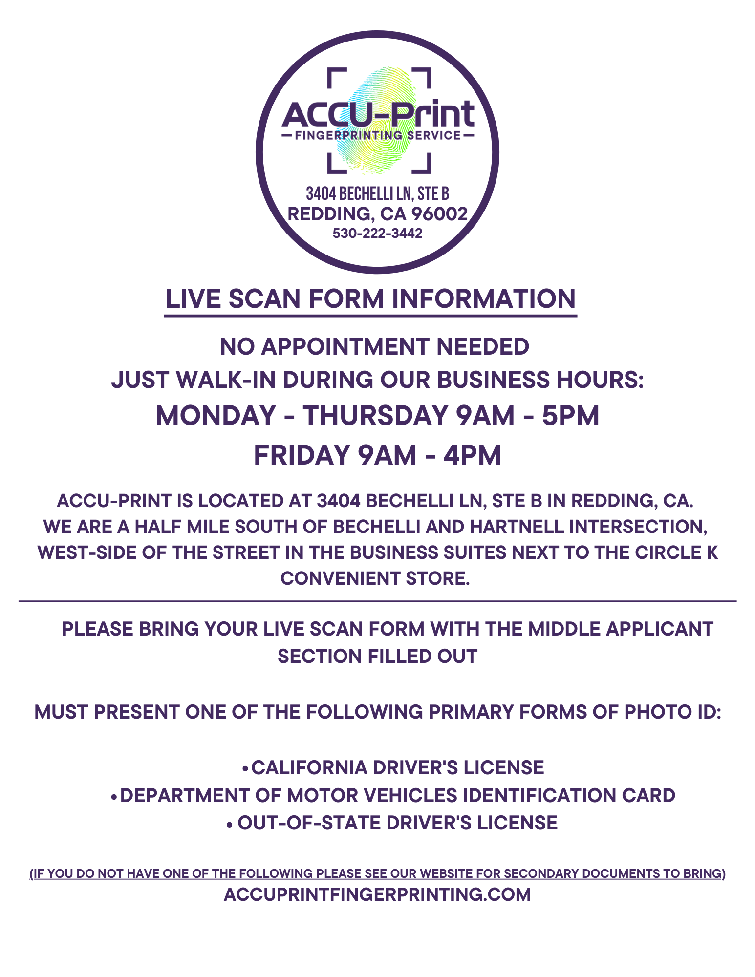 ACCU-Print Live Scan Fingerprinting | Redding CA