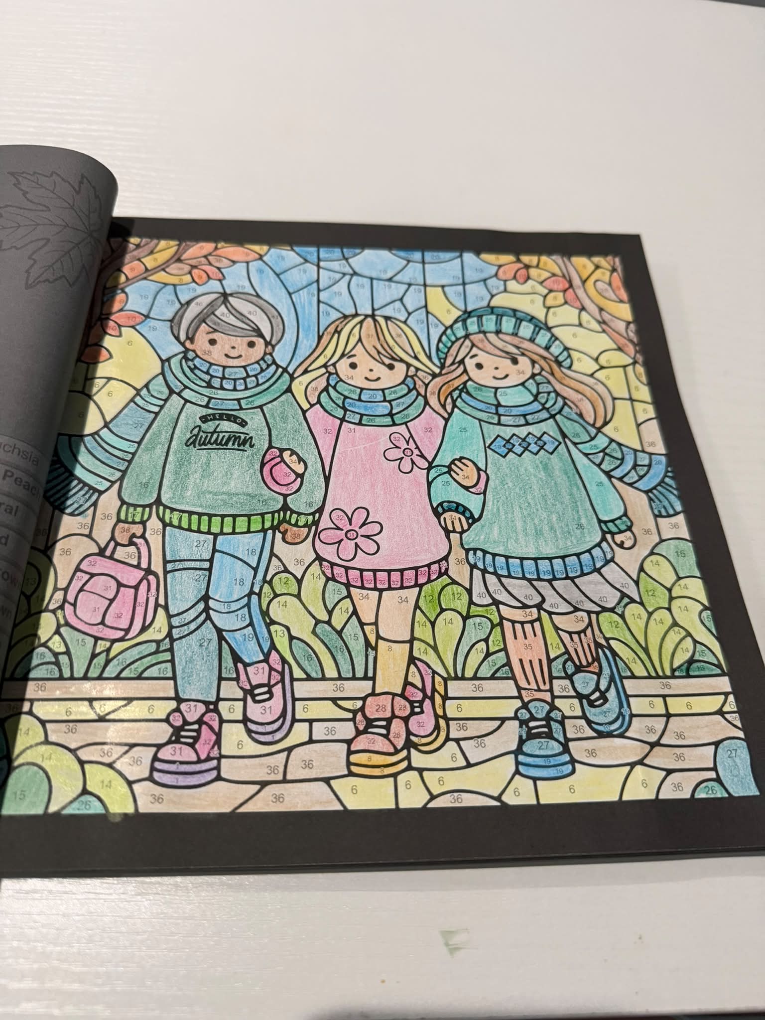 Stained Glass Autumn CBN by Adam Davis and Cham Vu coloring book