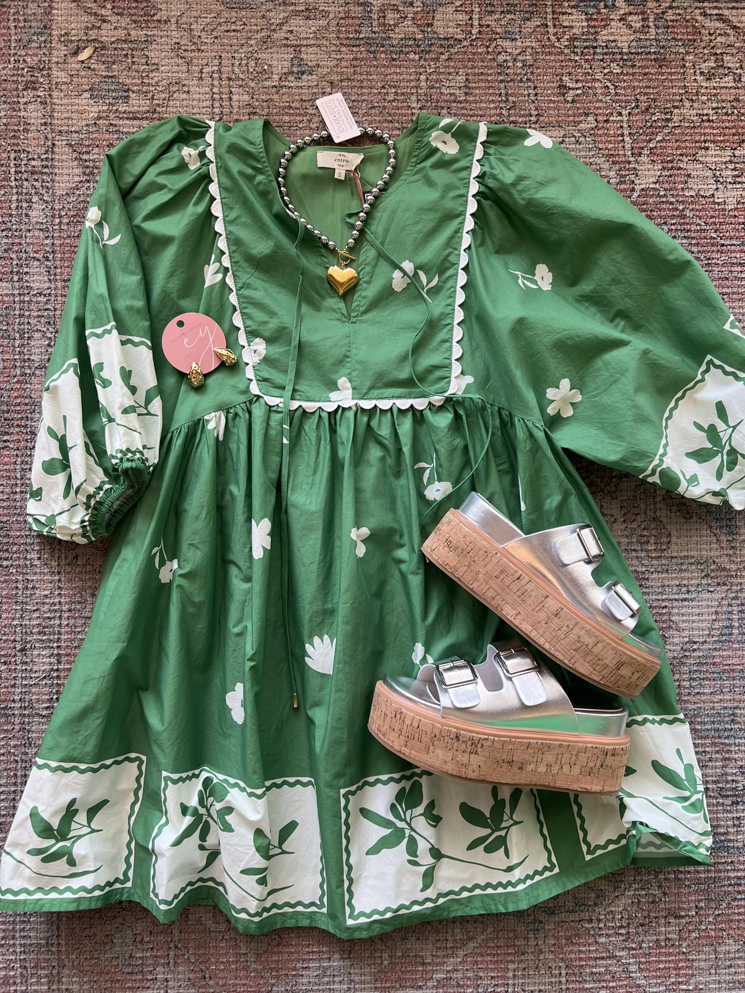 dark green dress with silver shoes matching colorful dresses SID-NN85988