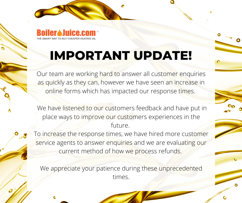 BoilerJuice - IMPORTANT UPDATE ⚠️ Our team are working... | Facebook