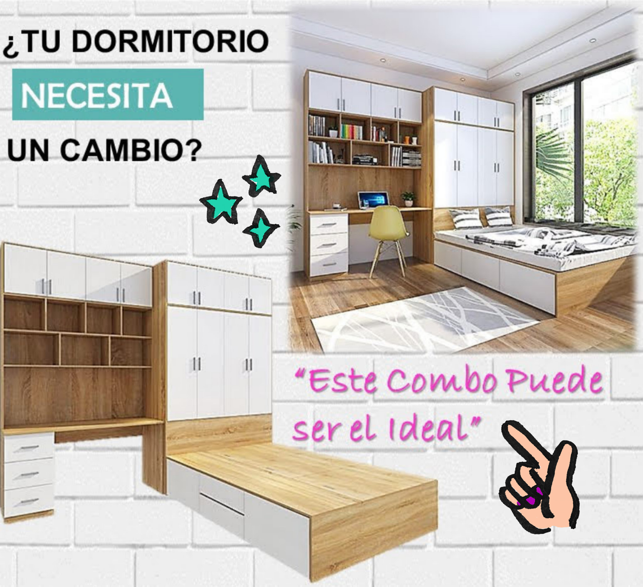 SALE Y VALE - 📌Combo de Cama 1 1/2 + ropero + escritorio... | Facebook