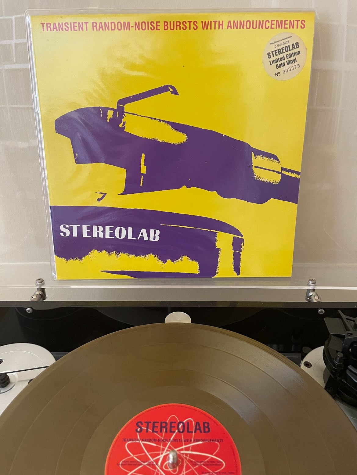 Stereolab's Transient Random Noise Bursts album on gold vinyl
