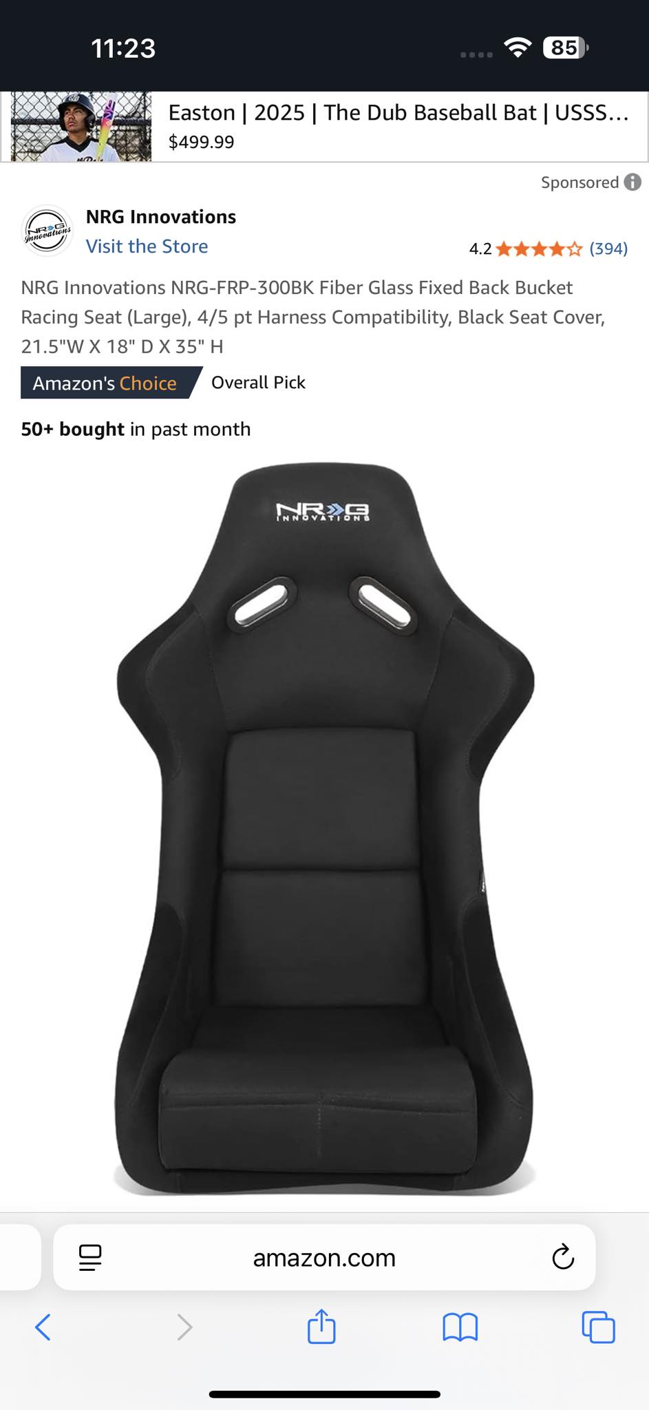 NRG Innovations Universal Fixed Back Racing Seat, Iraq