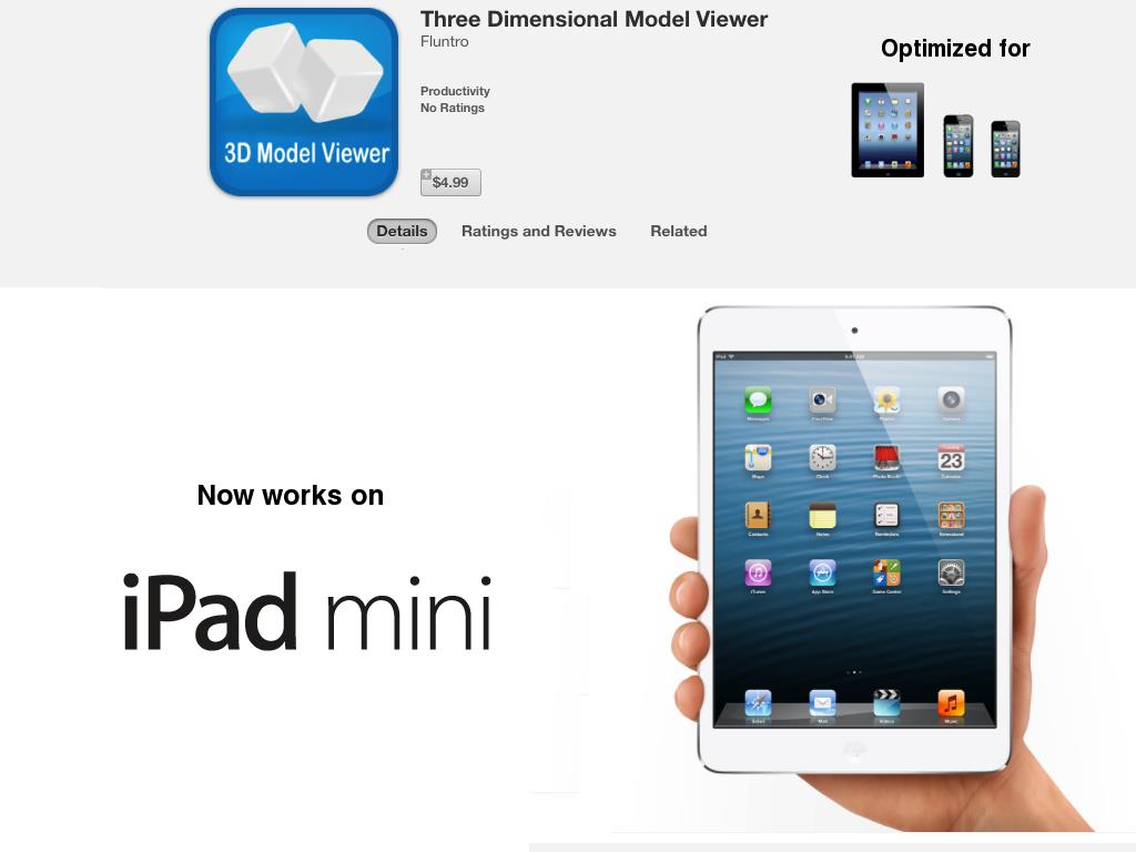 Three dimensional model viewer for iOS