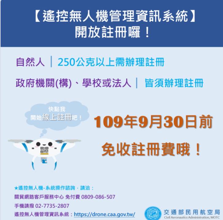 飛隼科技 法規資訊分享 自然人 也就是一般玩家 從3 1 開始已經可以註冊您的無人機了民航局的註冊網址在此 Https Drone Caa Gov Tw 250g 以上的無人機都需要註冊