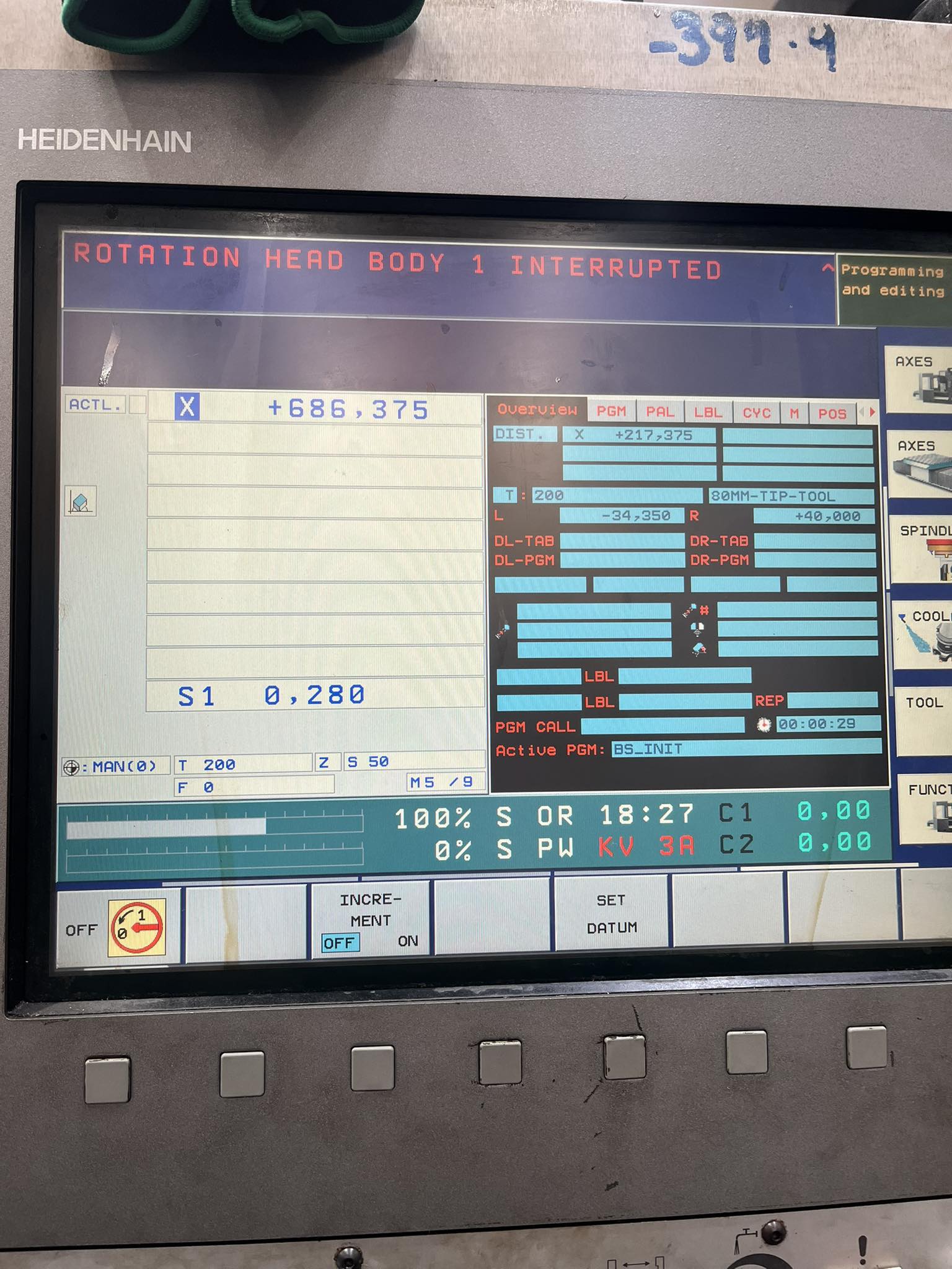 How to reactivate the Y and Z axis please on a tnc 530
