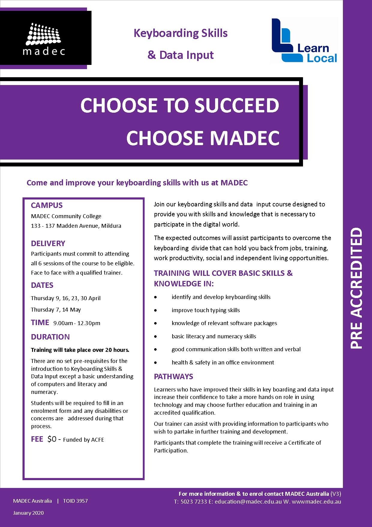 MADEC - ENROL now with MADEC Community College Pre-Accredited training ...