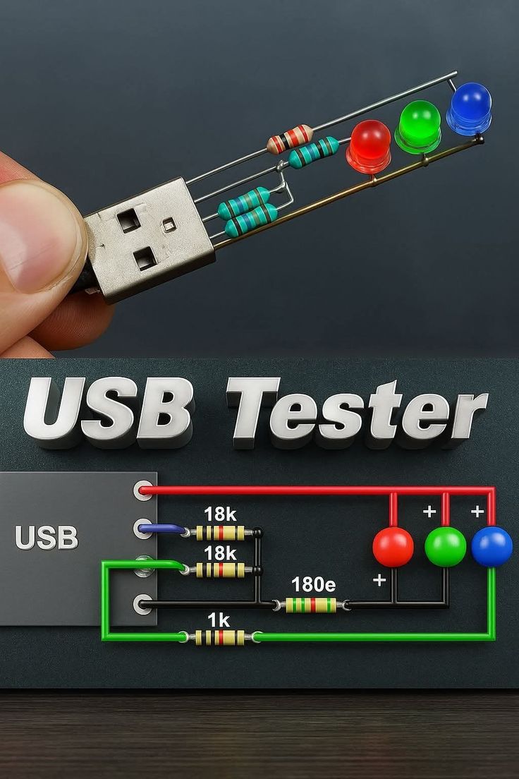 Basic USB Voltage Tester Circuit” USB Tester USB 18k ۱۱ 18k . + +