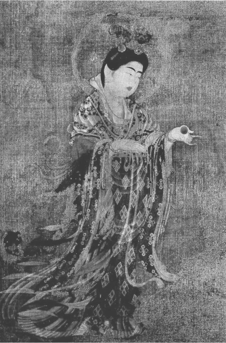 薬師寺 吉祥天像(国宝.奈良中期〜後期) 麗しの麻布の仏画。縦50cm