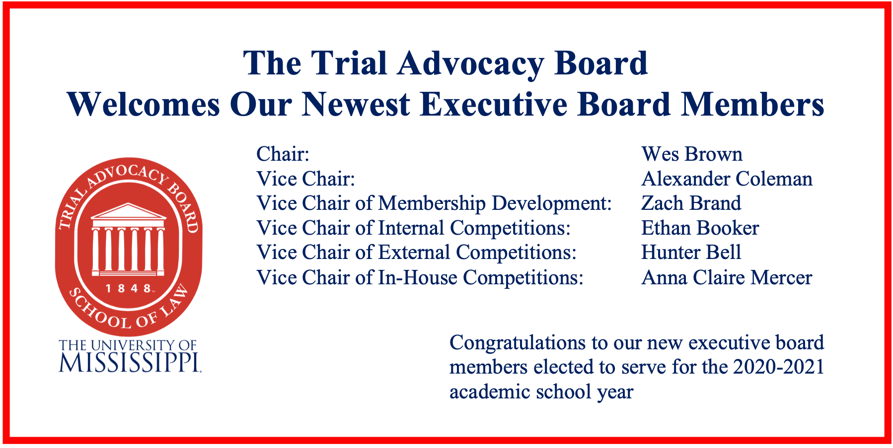 Congratulations to our newly elected executive board members for the ...
