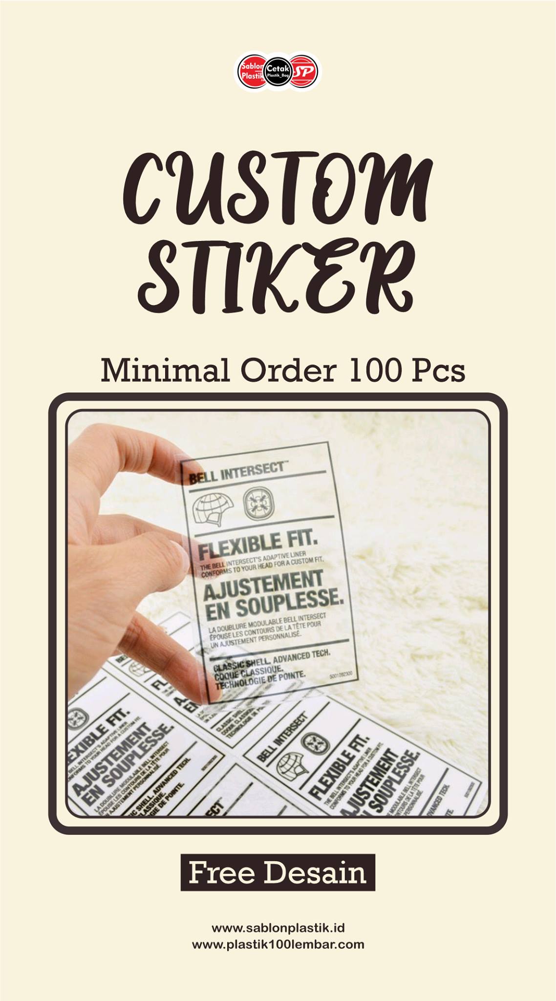 Cetak Sticker Desain Suka2 Custom... - Sablon Plastik Id