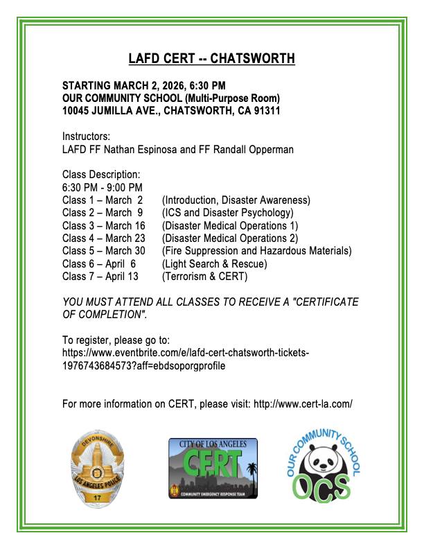 N. LOS ANGELES COUNTY COMMUNITY EMERGENCY RESPONSE TEAM and NEWS | Facebook