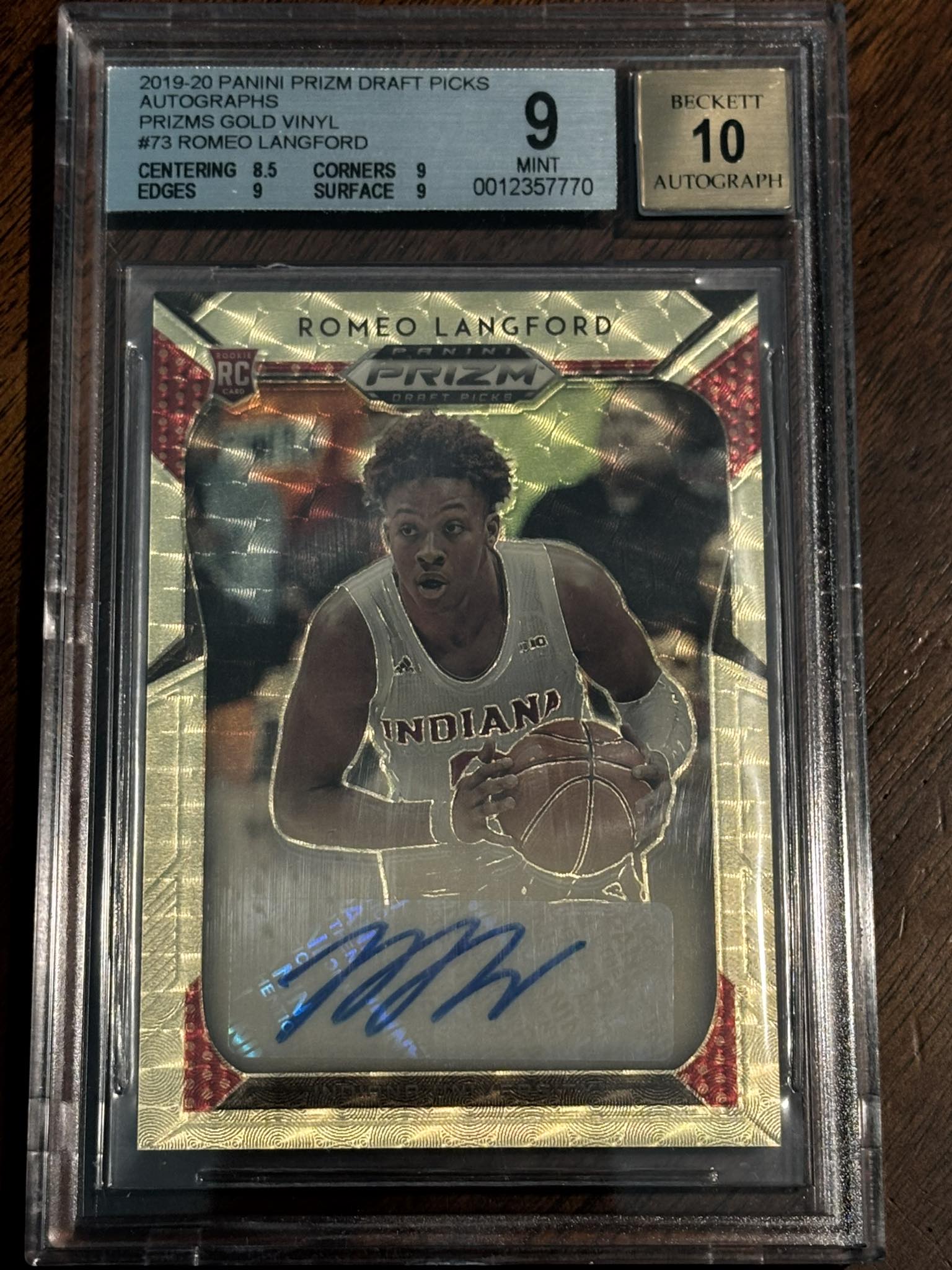 What is the value of a Romeo Langford gold vinyl 5/5 with a PJ 