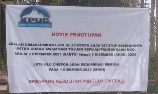 Koperasi - Dimaklumkan Lata Ulu Chepor akan ditutup untuk orang awam ...