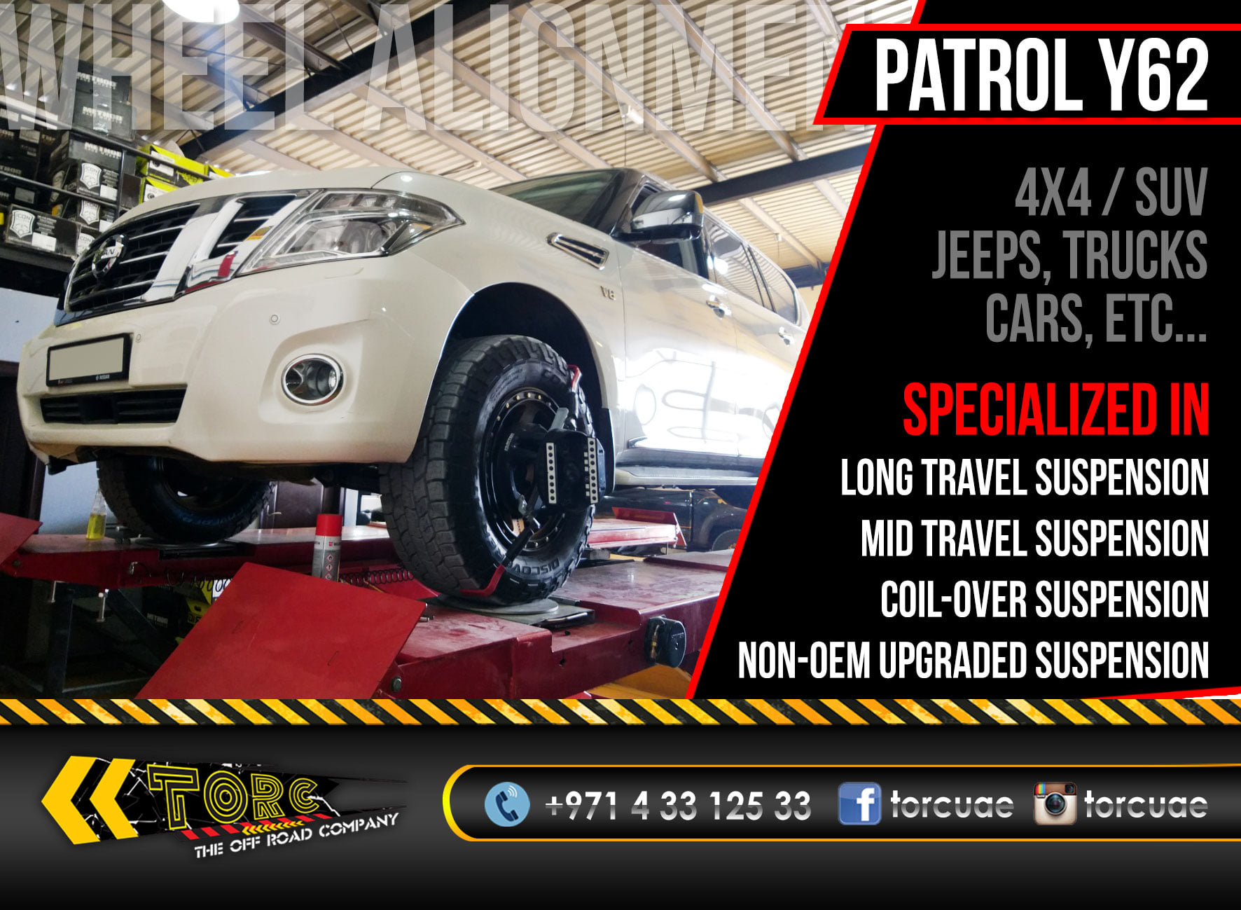 TORC - Nissan Patrol Y62 in to do a wheel alignment. We do... | Facebook