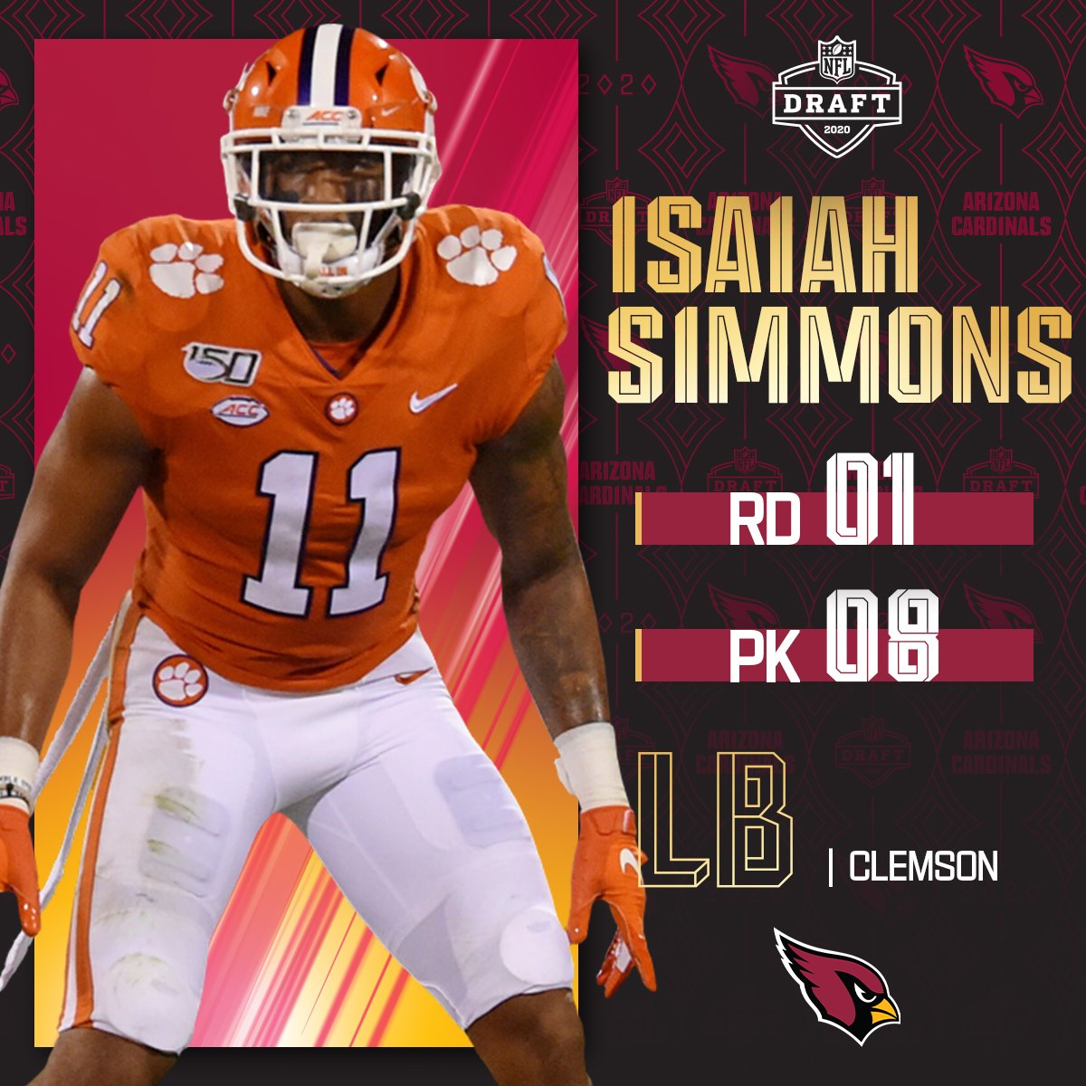 Sport Is Life Nfl 選秀會第八順位亞利桑那紅雀 Isaiah Simmons 線衛 安全衛 Facebook