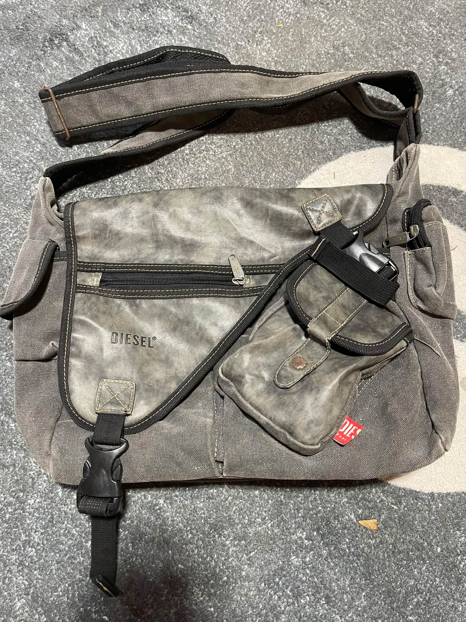 Vintage Y2k Diesel archive cyber-grunge canvas messenger bag