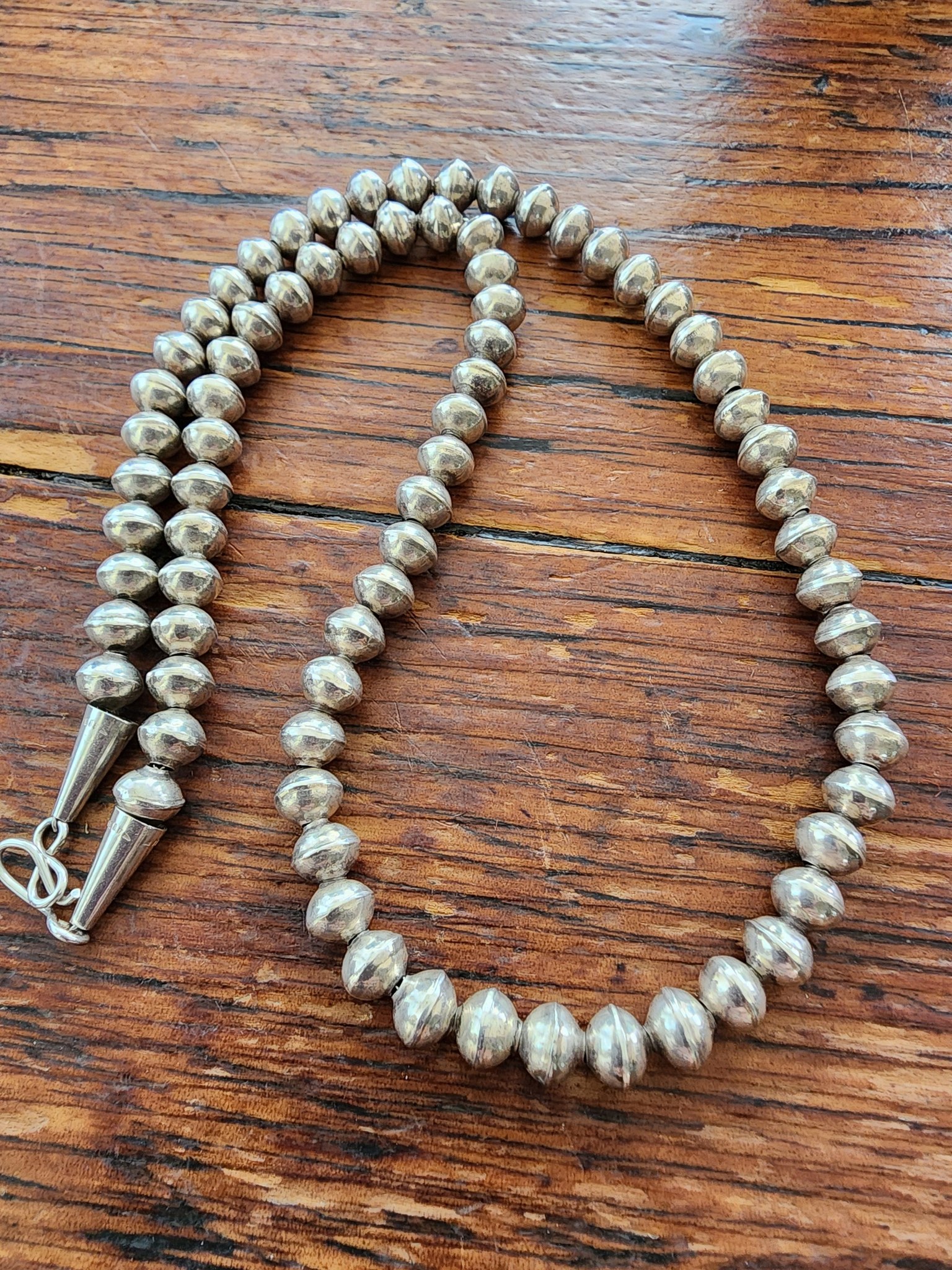 Vintage 8mm Handmade Native American Sterling Silver Beaded
