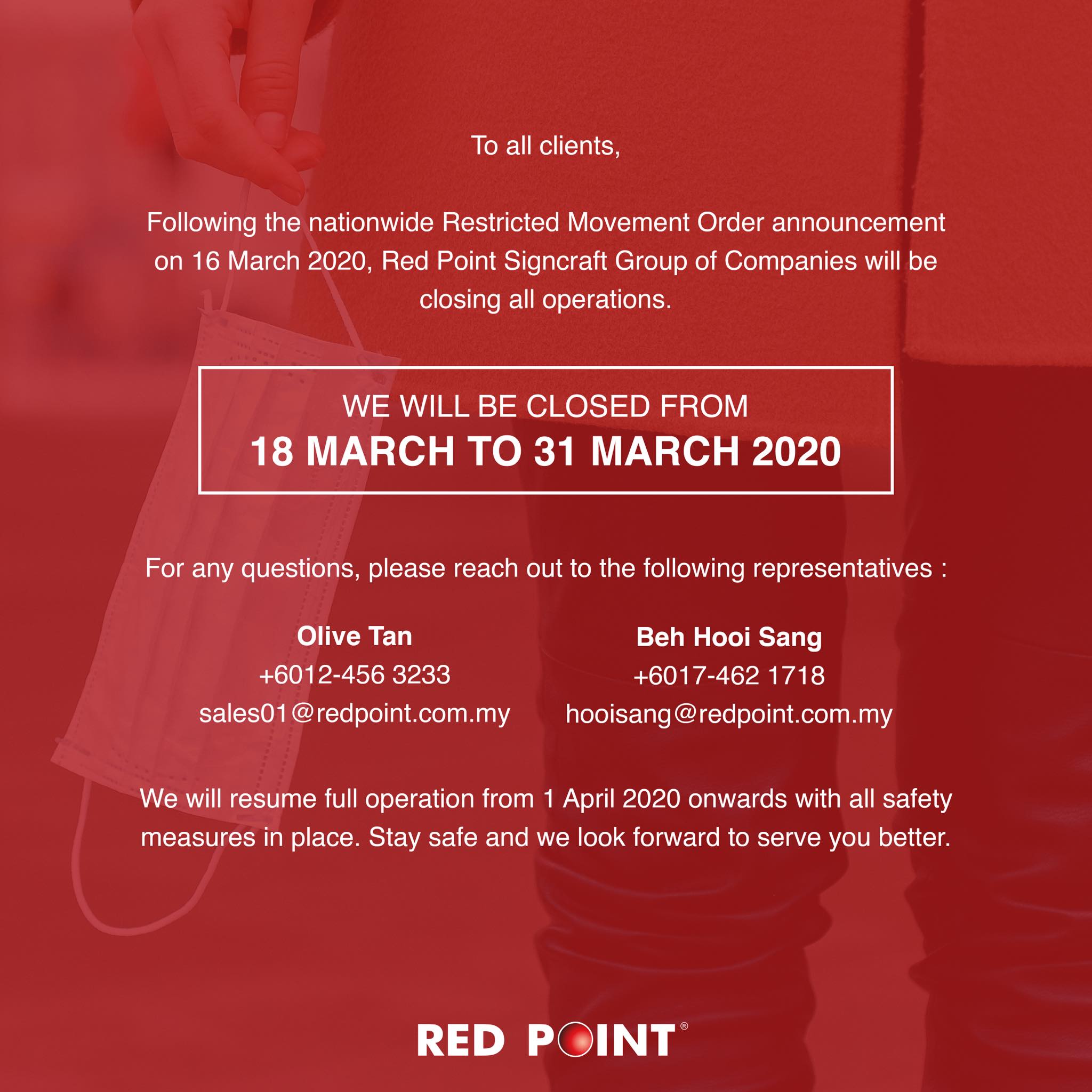 Please be advised that the... - Red Point Signcraft Sdn Bhd | Facebook