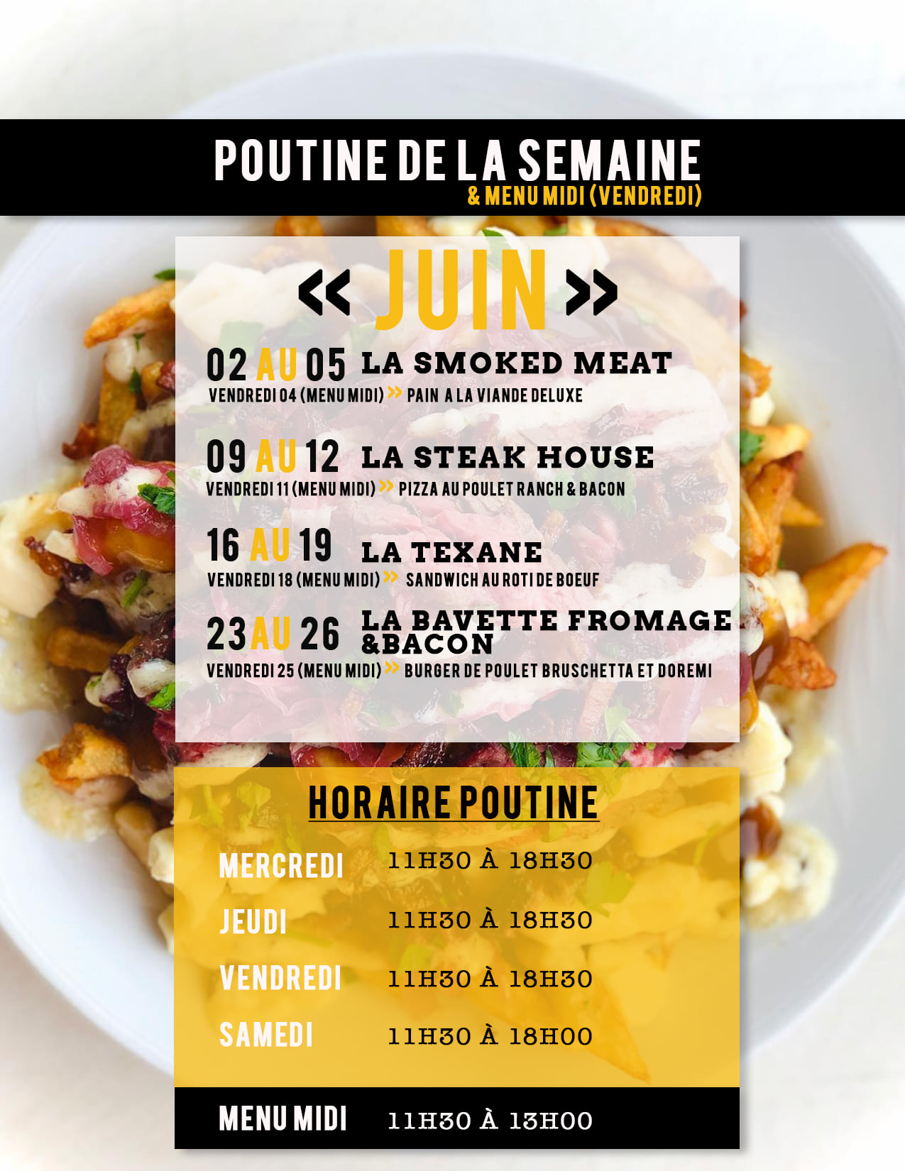 POUTINE & MENU MIDI | J U I... - Boucherie La bouchée double