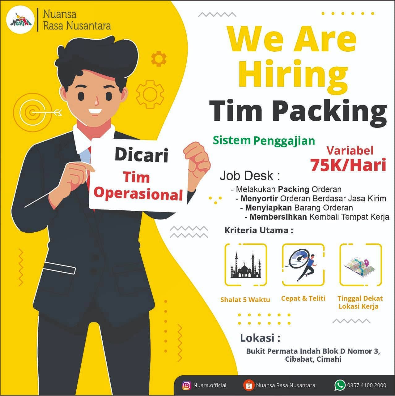 Lowongan - [ Dicari TIM Operasional Variabel ] Job desk : Packing ...