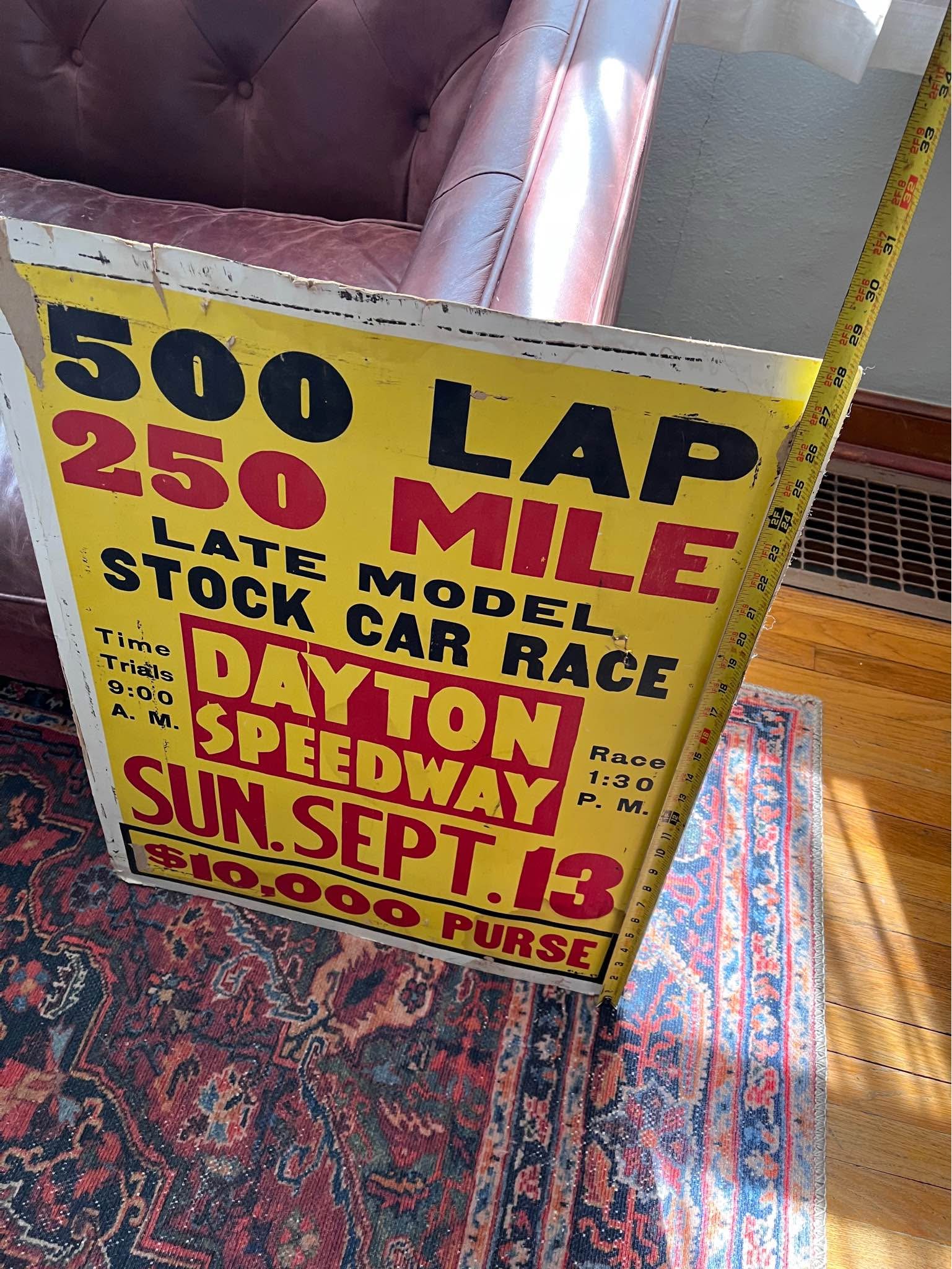 Vintage Stock Car Race Ad Poster Dayton Speedway - Advertising ...