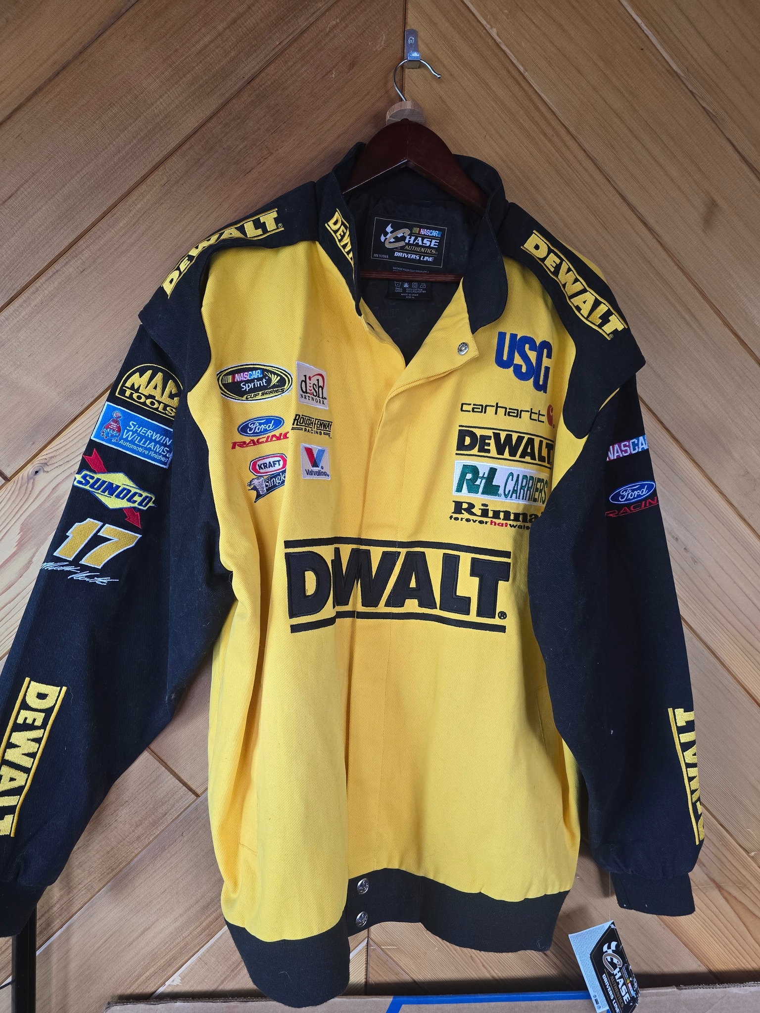 Vintage Case Authentics NASCAR Dewalt Yellow Racing Jacket. Size