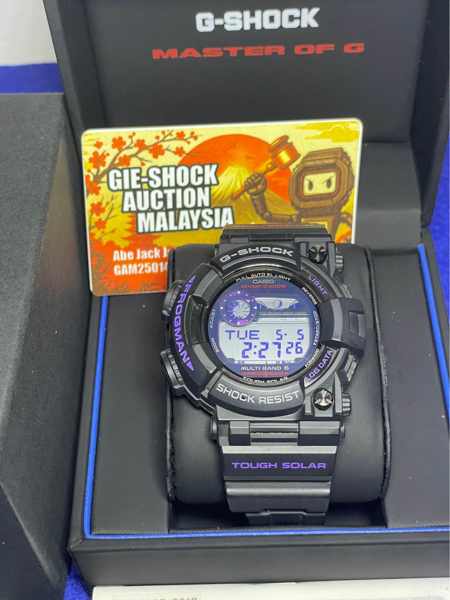 GW-9110BP-1 GULFMAN BLACK PURPLE TITANIUM BACKCASE MULTIBAND 6 