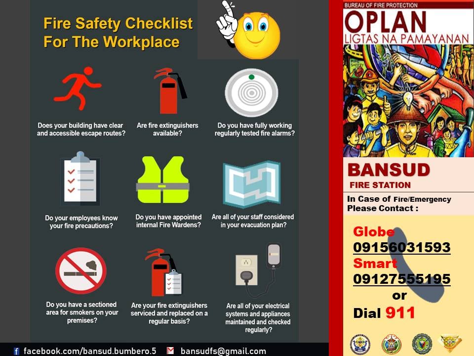 FIRE SAFETY CHECKLIST FOR YOUR WORKPLACE BFP Mimaropa OLP Community ...